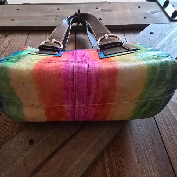 Custom-Colored Tie-Dye Genuine Leather Coach Purse - Picture 7 of 8